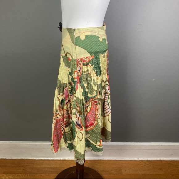Max Studio Pleated Skirt Sz 8 Multicolor Floral Butterfly Print Beaded fairycore - Picture 3 of 9